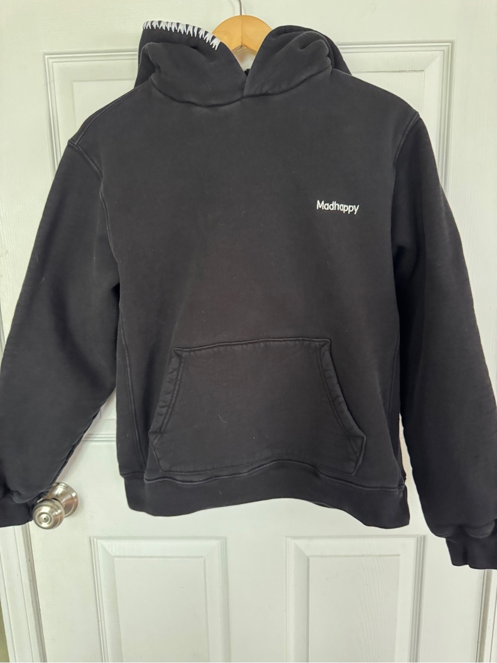 Madhappy Black Hoodie with White Stitch Detail
